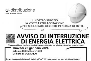 avviso di interruzione di energia elettrica
